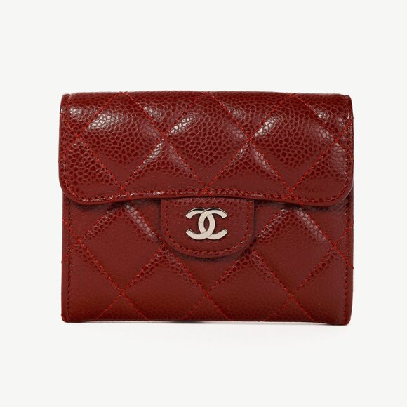 Chanel Red Caviar Leather Quilted Card Holder - Picture 1 of 11